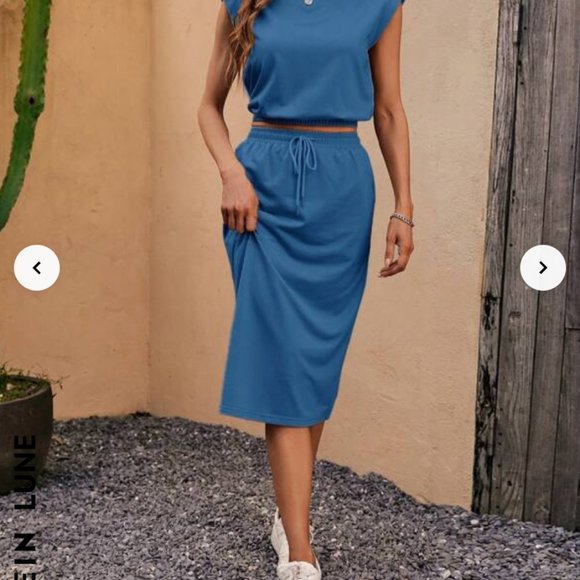 SHEIN | Lune Solid Tee & Knot Front Skirt - Size 4 - Picture 4 of 4